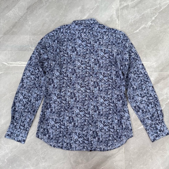 Men’s Bugatchi Floral Patterned Long Sleeve Button Down Dress Shirt Shaped Fit - Picture 9 of 16